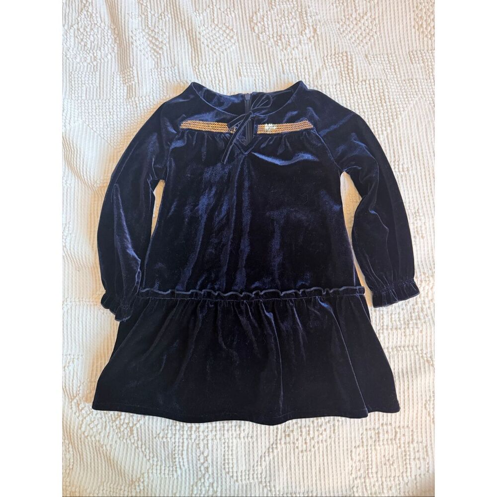 Egg by Susan Lazar Navy‎ Velvet Sequin Dress 2T